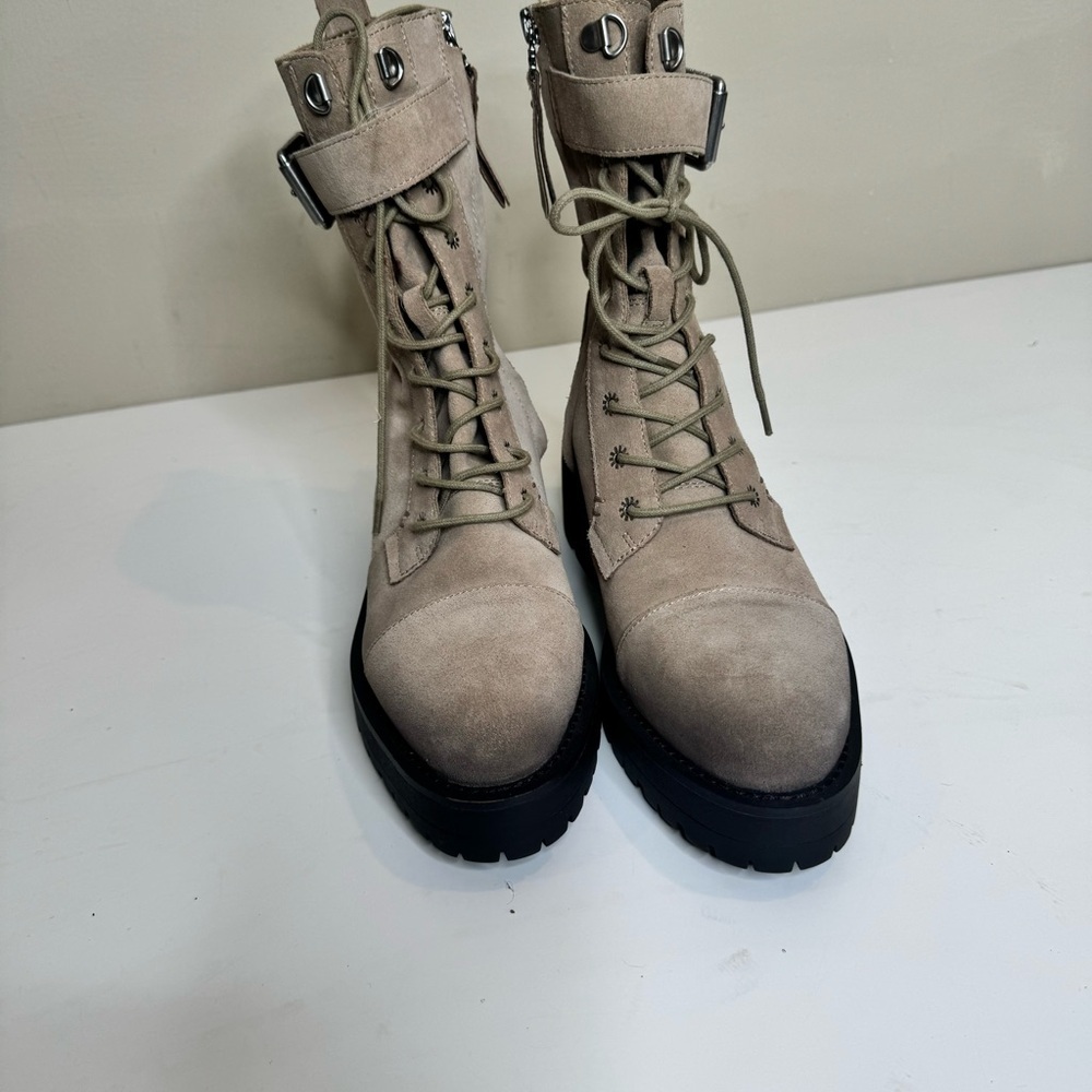 Sam Edelman Women Junip Brown Suede Festival Combat Platform Boots Size 7
